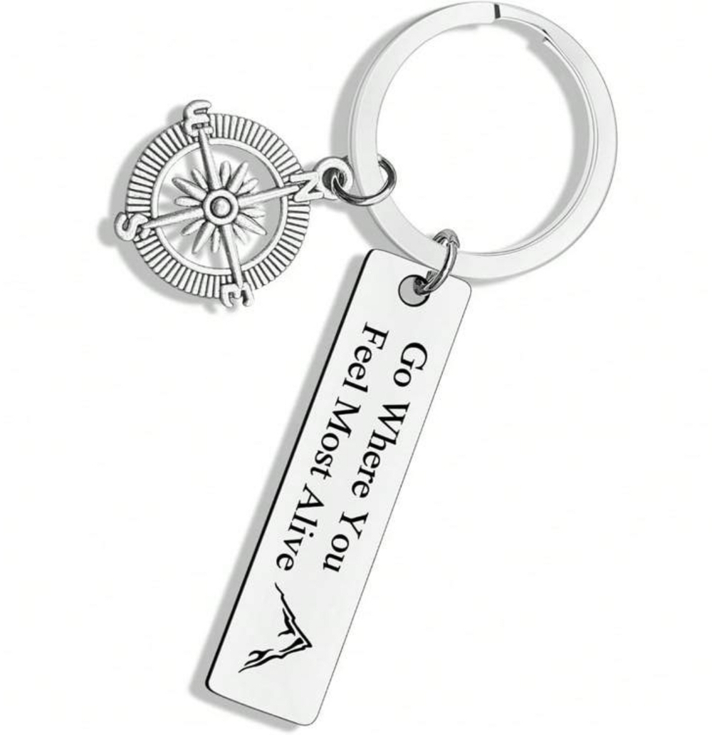 3/$25 Go Where You Feel Most Alive Stainless Steel Keychain NEW